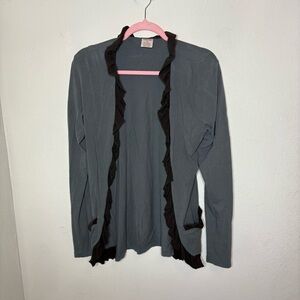 Matilda Jane Women's Gray Ruffle Cardigan Medium
